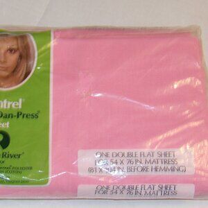 Vintage Dan River Bed Sheet Solid Pink Double Full Flat NOS NIP 1970s
